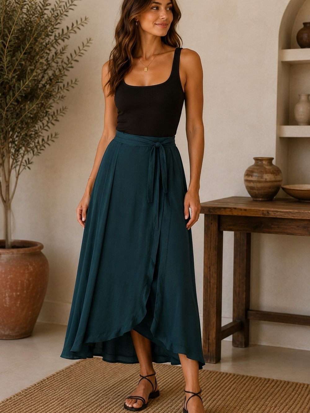 White House Black Market Teal Wrap Skirt